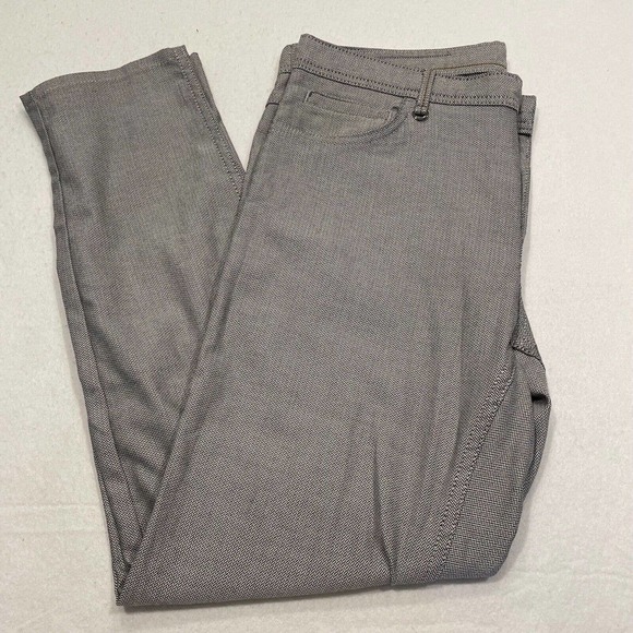 Zara Man Size 34 Flat Front Herringbone Trouser Pants Pocket Straight Leg Gray - Picture 11 of 11
